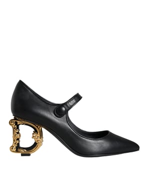 Dolce & Gabbana Zwarte Leren Logo Hakken Mary Janes Pumps Schoenen