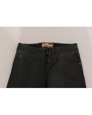John Galliano Zwarte Gewassen Lage Taille Regular Fit Spijkerbroek