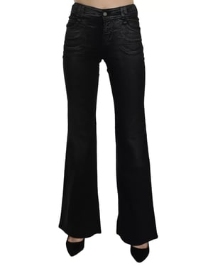 John Galliano Zwarte Gewassen Hoge Taille Uitlopende Denim Casual Broek Jeans
