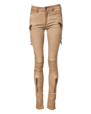 PLEIN SUD Bruine Katoenen Mid Waist Skinny Denim Jeans
