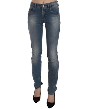 John Galliano Blauwe Gewassen Mid Waist Skinny Casual Jeansbroek