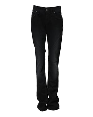 John Galliano Zwarte Katoenen Midden Taille Tapered Denim Jeans