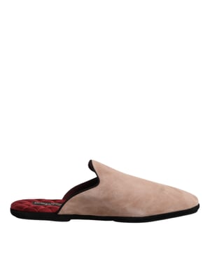 Dolce & Gabbana Beige Capra Suede Sleehakken Platte Slipperschoenen