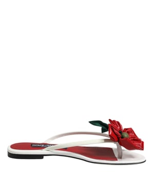 Dolce & Gabbana Rode Witte KEIRA Bloem Leer Sandalen Schoenen