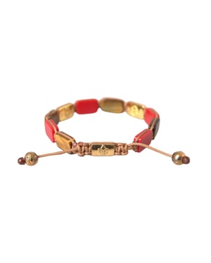 Nialaya CZ Tijgeroog Rode Koraal 925 Zilver Heren Armband