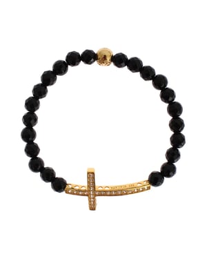 Nialaya Agaatsteen Gouden CZ Kruis 925 Zilveren Armband