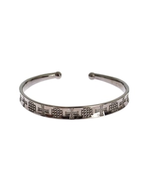 Nialaya Grijze Rhodium 925 Zilveren Bangle Armband