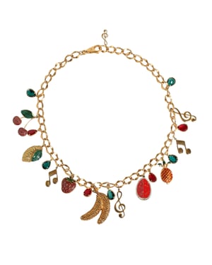 Dolce & Gabbana Gouden Kleur Messing Fruitige Met Kralen Versierde Taille Ketting Ceintuur
