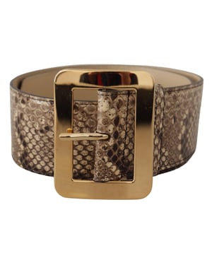 Dolce & Gabbana Bruine Exotische Brede Leren Gouden Metalen Gesp Riem