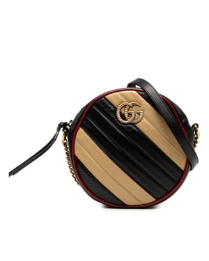 Tweedehands Mini Gg Marmont Matelassé Leren Torchon Ronde Schoudertas