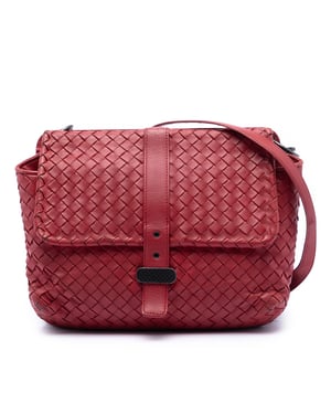 Tweedekans Nappa Intrecciato Dubbelzijdige Flap Messenger Bag