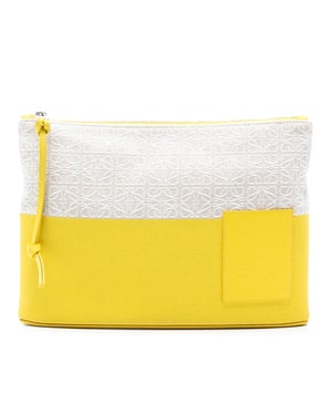 Tweedehands Herhalingsanagram Jacquard en Lederen Oblong Pouch