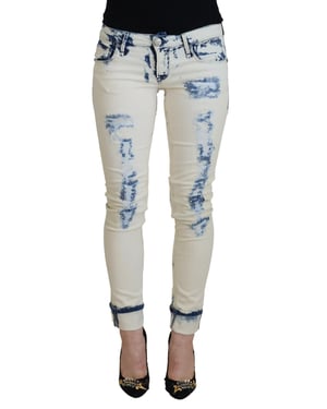 Versleten Skinny Jeans Bleach Wash