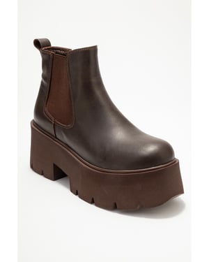 Clen Leren Platform Chelsea Boot