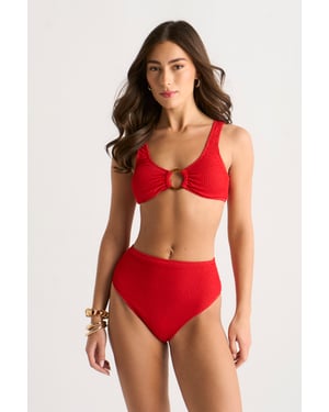 Bikinitop met rode, gestructureerde ringdetails