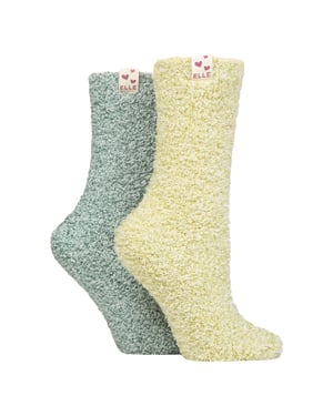 2-Pack Dames Twee Kleurige Gezellige Bed- en Huissokken - Warme Zachte Ontspannende Comfort