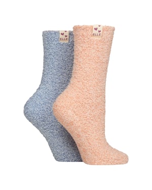 2-Pack Dames Twee Kleurige Gezellige Bed- en Huissokken - Warme Zachte Ontspannende Comfort