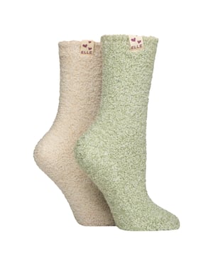 2-Pack Dames Twee Kleurige Gezellige Bed- en Huissokken - Warme Zachte Ontspannende Comfort