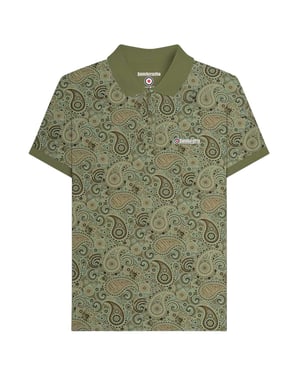 Lambretta Heren SS25 Paisley gemerkt poloshirt (Kaki Groen)