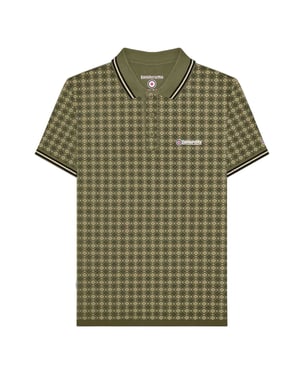 Lambretta Heren SS25 Geometrisch Poloshirt (Kaki Groen)
