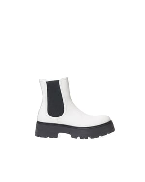 Alexander McQueen Zwarte En Witte Leren Chelsea Boots