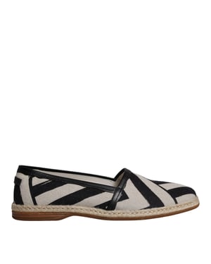 Dolce & Gabbana Zwart Witte Strepen Instap Espadrille Schoenen