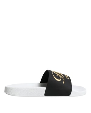 Dolce & Gabbana Witte Zwarte Leren Sandalen Strandkleding Schoenen