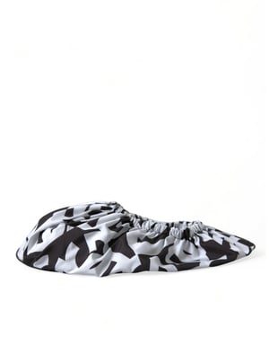 Dolce & Gabbana Witte Logo Print Nylon Instappers Flats Schoenen