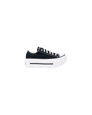 Converse Zwarte En Witte Stoffen Platform Sneakers