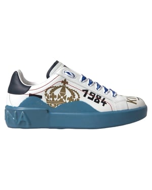 Dolce & Gabbana Blauw Witte Gedrukte Portofino Melt Sneakers
