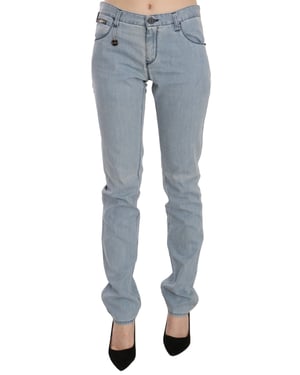 Costume National Lichtblauwe Hoge Taille Skinny Denim Jeans