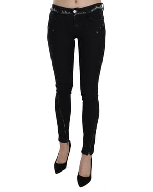 Costume National Zwart Lage Taille Rits Leg Skinny Denim Jeans