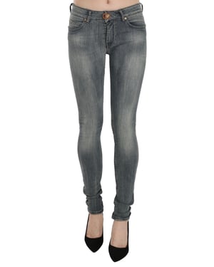 PLEIN SUD Blauwe Gewassen Lage Taille Slim Fit Skinny Denim Casual Jeans