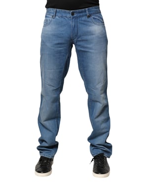 Verri Blauwe Gewassen Katoenen Skinny Fit Heren Denim Broek Jeans