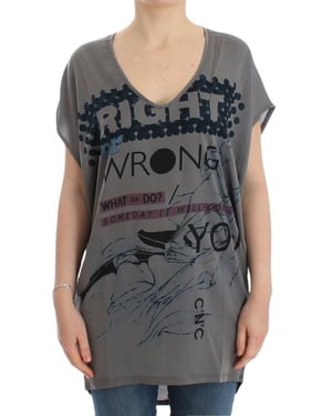 Costume National Grijs V-hals lange t-shirt