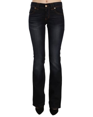 John Galliano Blauwe Gewassen Midden Taille Regular Leg Bootcut Spijkerbroek