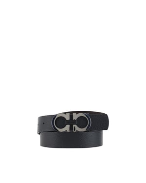 Ferragamo Zwarte Kalfslederen Bos Taurus Regular Riem
