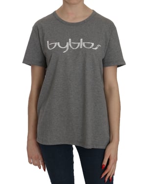 BYBLOS Katoenen Grijze Korte Mouw Ronde Hals Top T-shirt Blouse