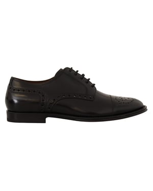 Dolce & Gabbana Zwarte Leren Wingtip Heren Formele Derby Schoenen