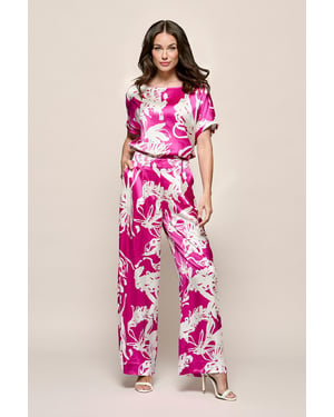 Benfield Print Broek Licht Berry / Offwhite