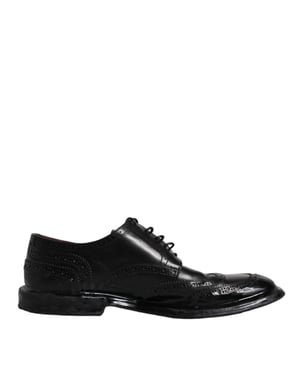 Dolce & Gabbana Zwarte Leren Derby Wingtip Formele Schoenen