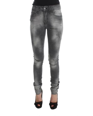 John Galliano Grijs Gewassen Katoenmengsel Slim Fit Denim Jeans Broek