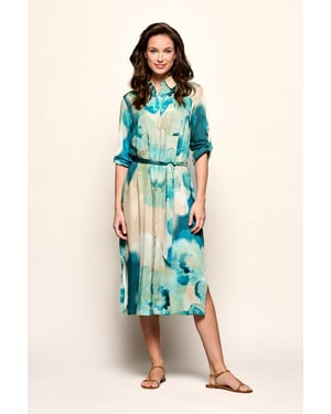 Bowie Print Jurk Blauw