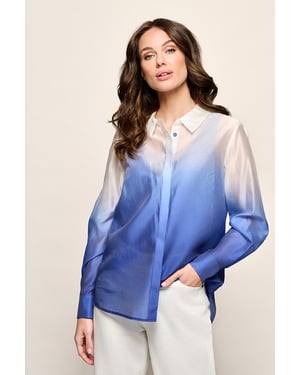 Juna Blouse Offwhite / Kobalt