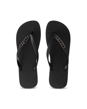 Zilveren kleine teenslipper zwart