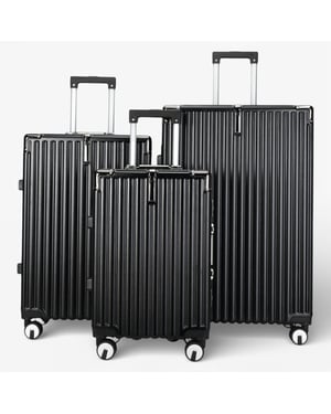 Black Hardshell Dual 4 Wheel ABS Bagagetrolley Hard Shell Cabin Koffer Set