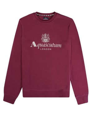 Aquascutum Active Big Logo Crew Neck Cordovan Red Sweatshirt