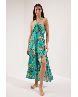 Geblümt Maxi Mouwloze Strandjurk voor Dames, Oversized