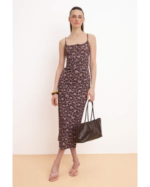 Mouwloze bodycon midi-jurk met bloemenprint voor dames