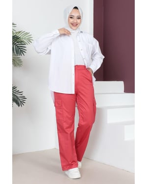Elastische taille Wijde pijp Broek Rood